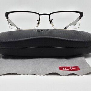 Ray-Ban RB8412 2503 Matte Black Carbon Fiber Semi-Rimless Eyeglasses Frame 54mm